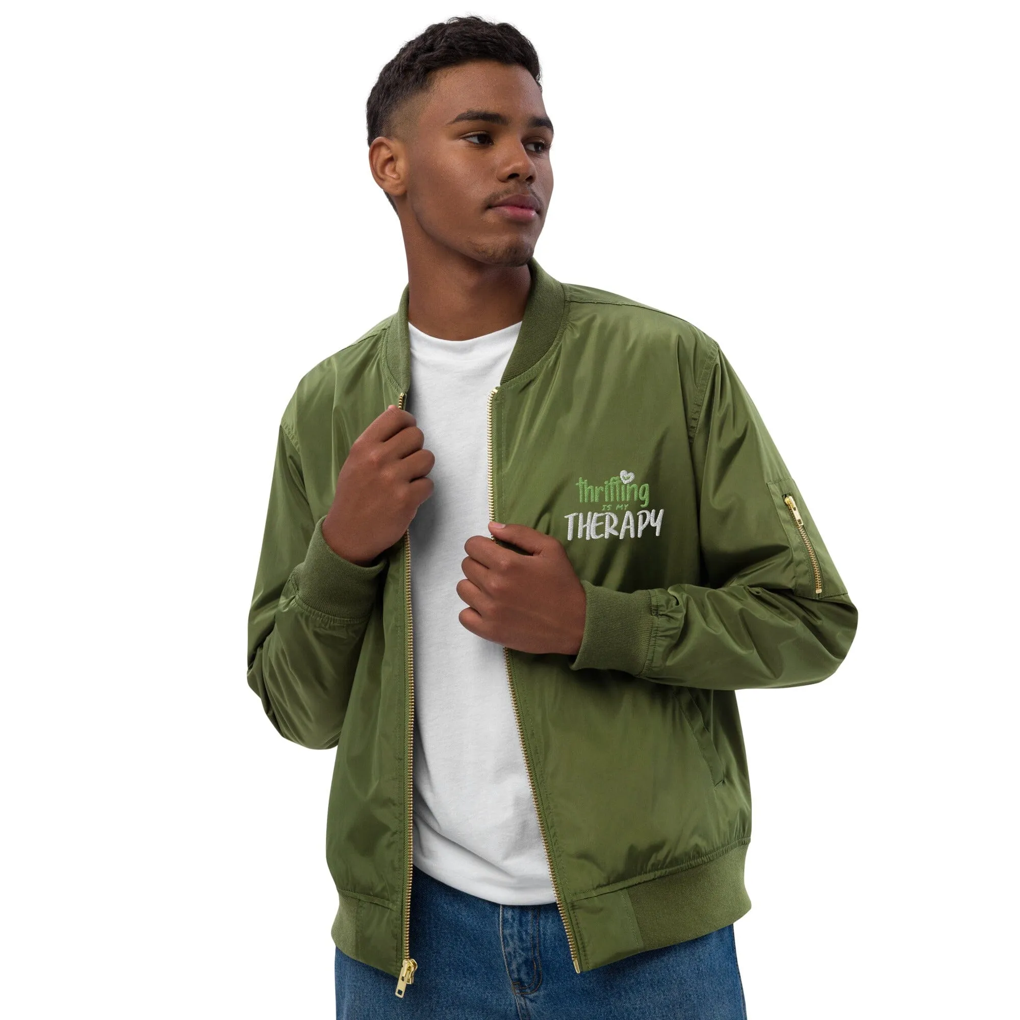 Thrifting is my Therapy Recycled bomber jacket