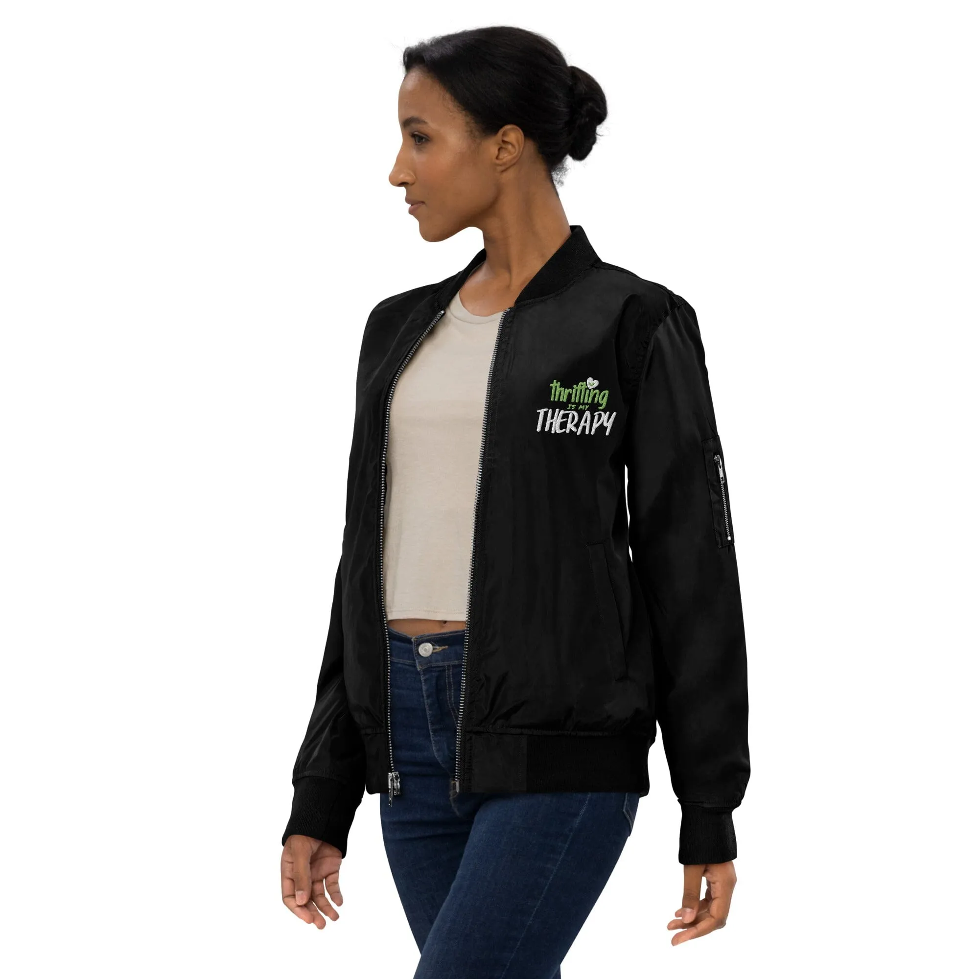 Thrifting is my Therapy Recycled bomber jacket