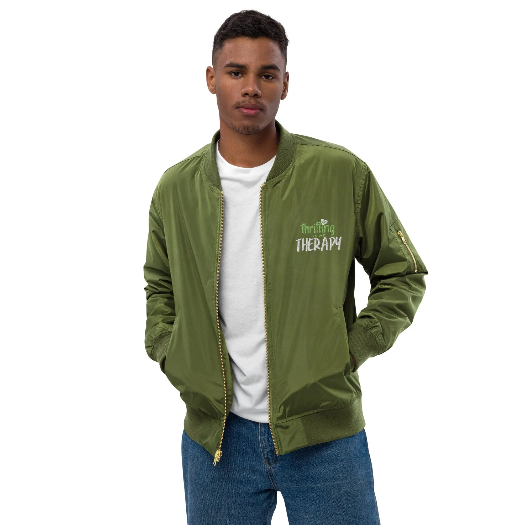 Thrifting is my Therapy Recycled bomber jacket