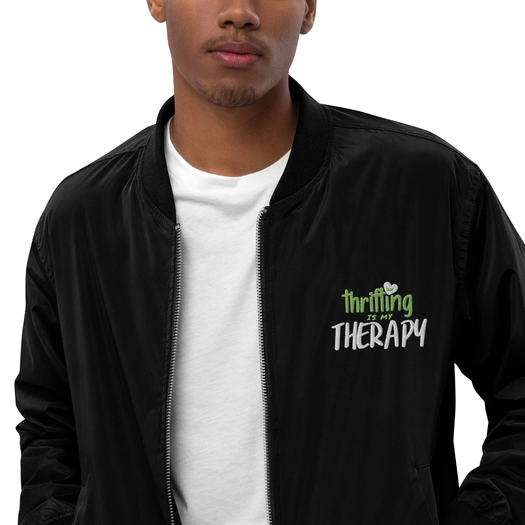Thrifting is my Therapy Recycled bomber jacket