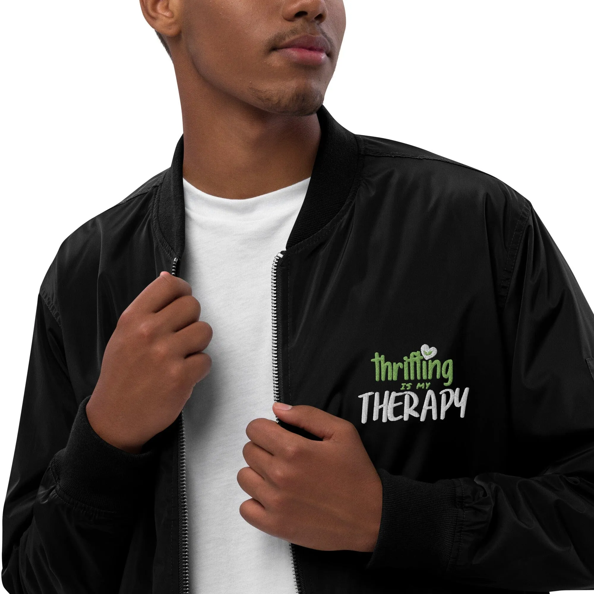 Thrifting is my Therapy Recycled bomber jacket
