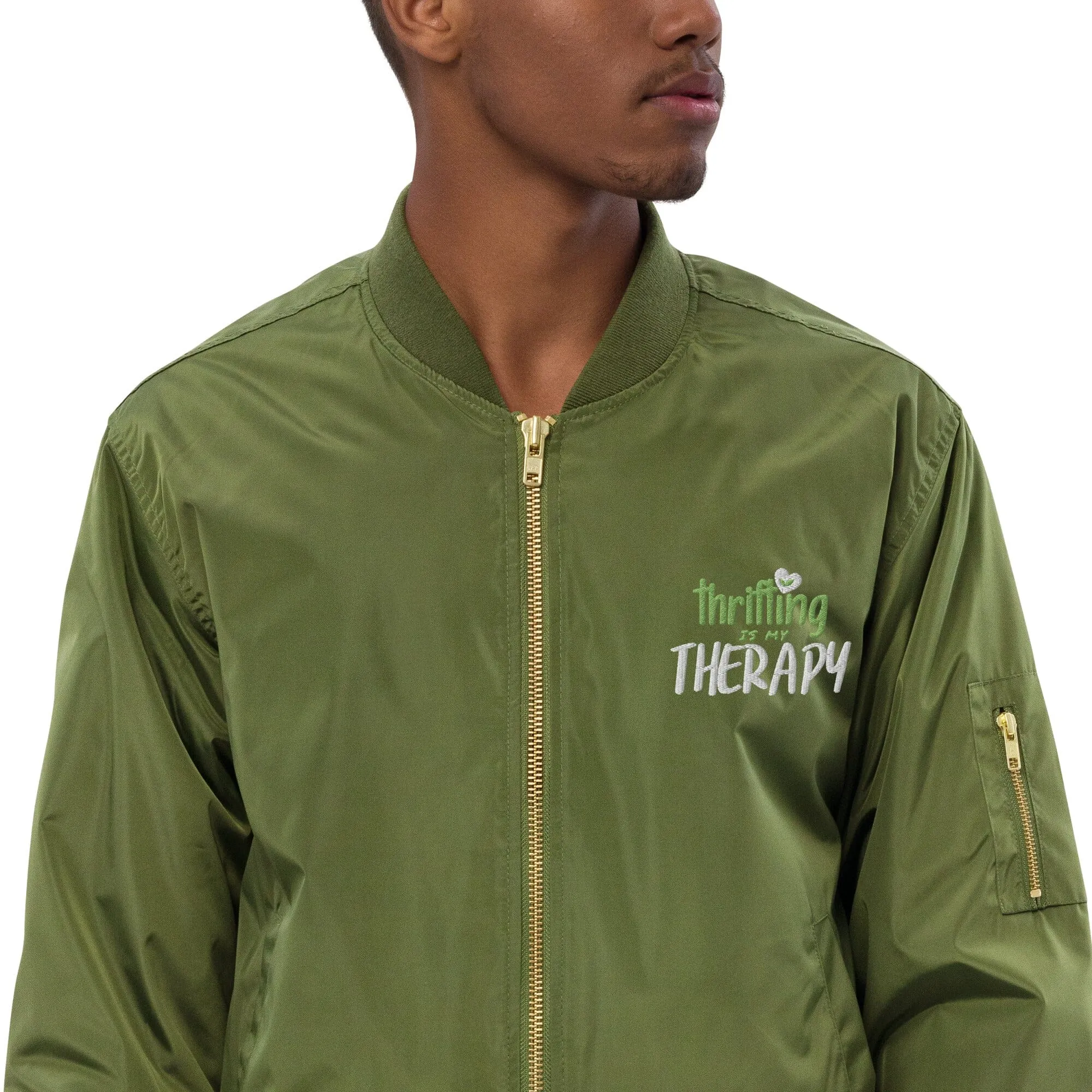 Thrifting is my Therapy Recycled bomber jacket