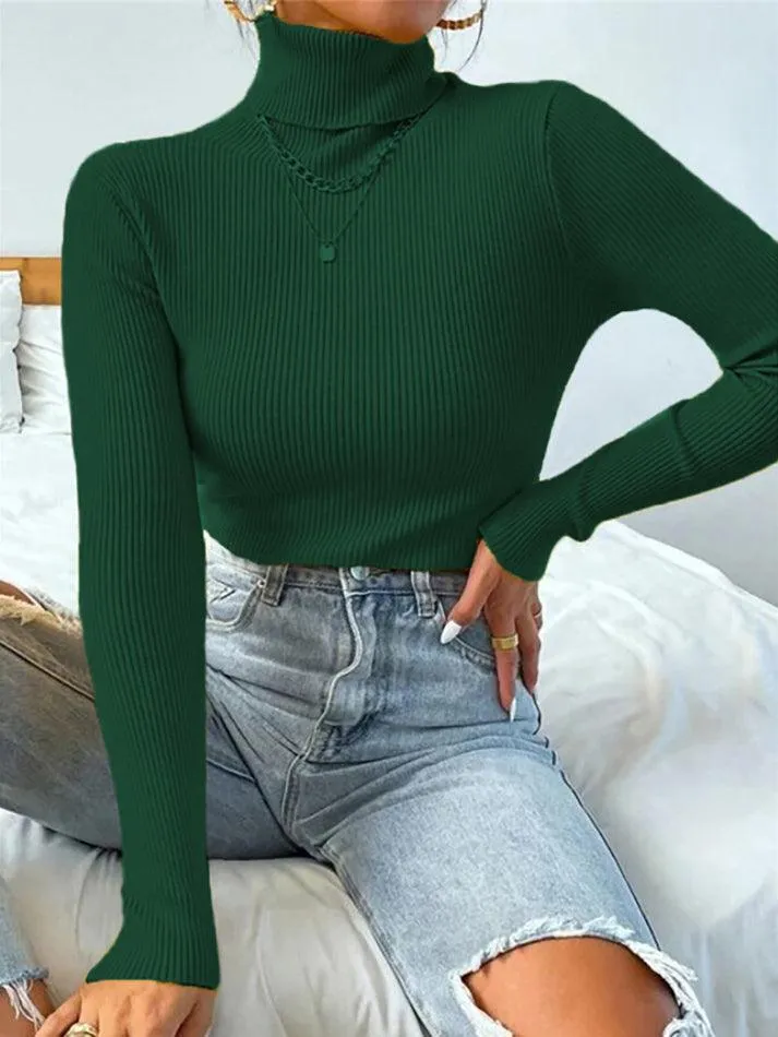 Turtleneck Puffy Graceful Sleeve Sweater