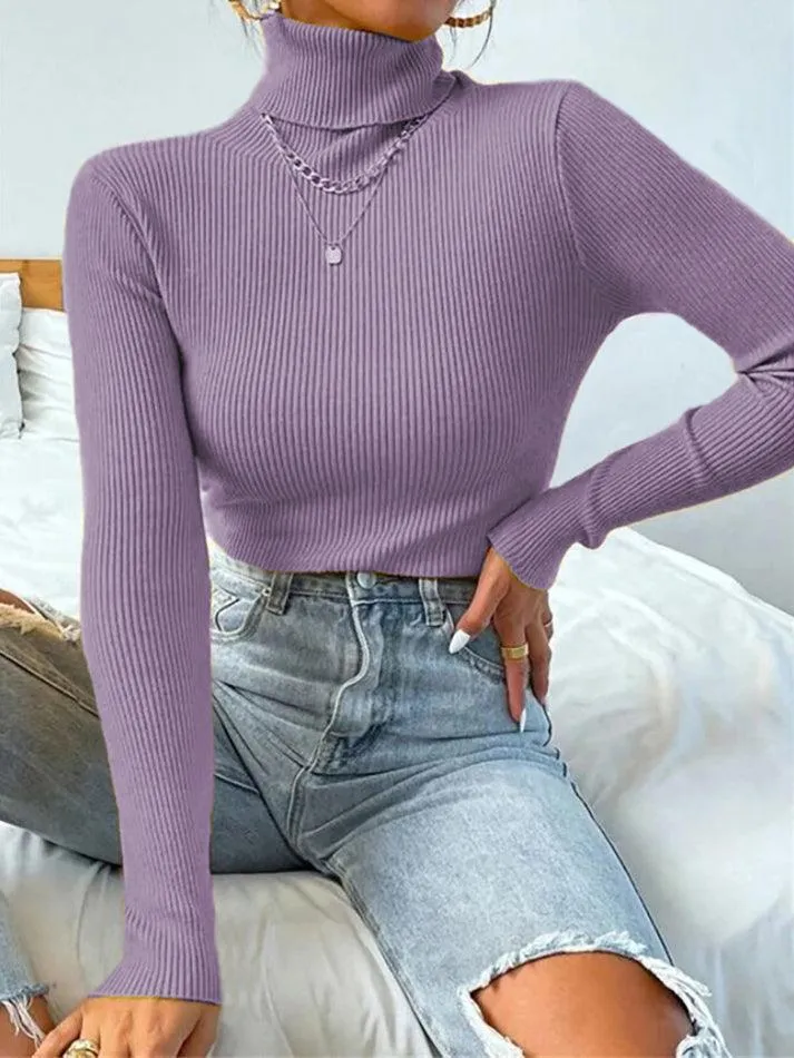 Turtleneck Puffy Graceful Sleeve Sweater