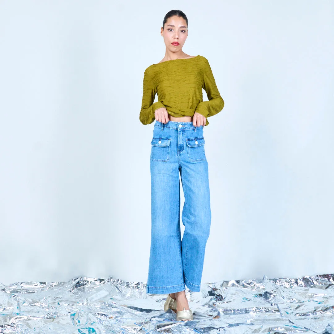 Utility pocket wide-leg jeans wholesale