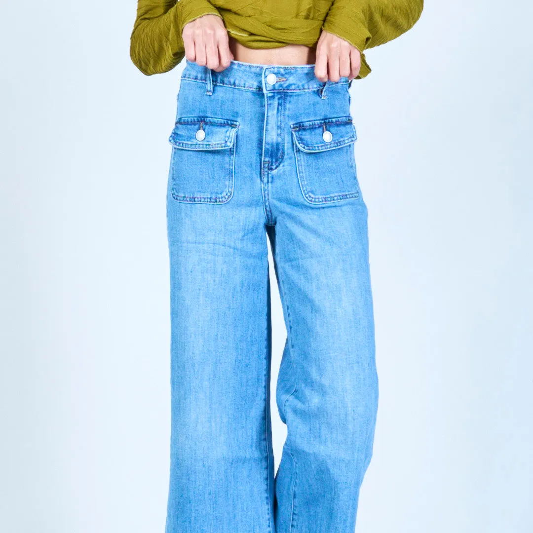 Utility pocket wide-leg jeans wholesale