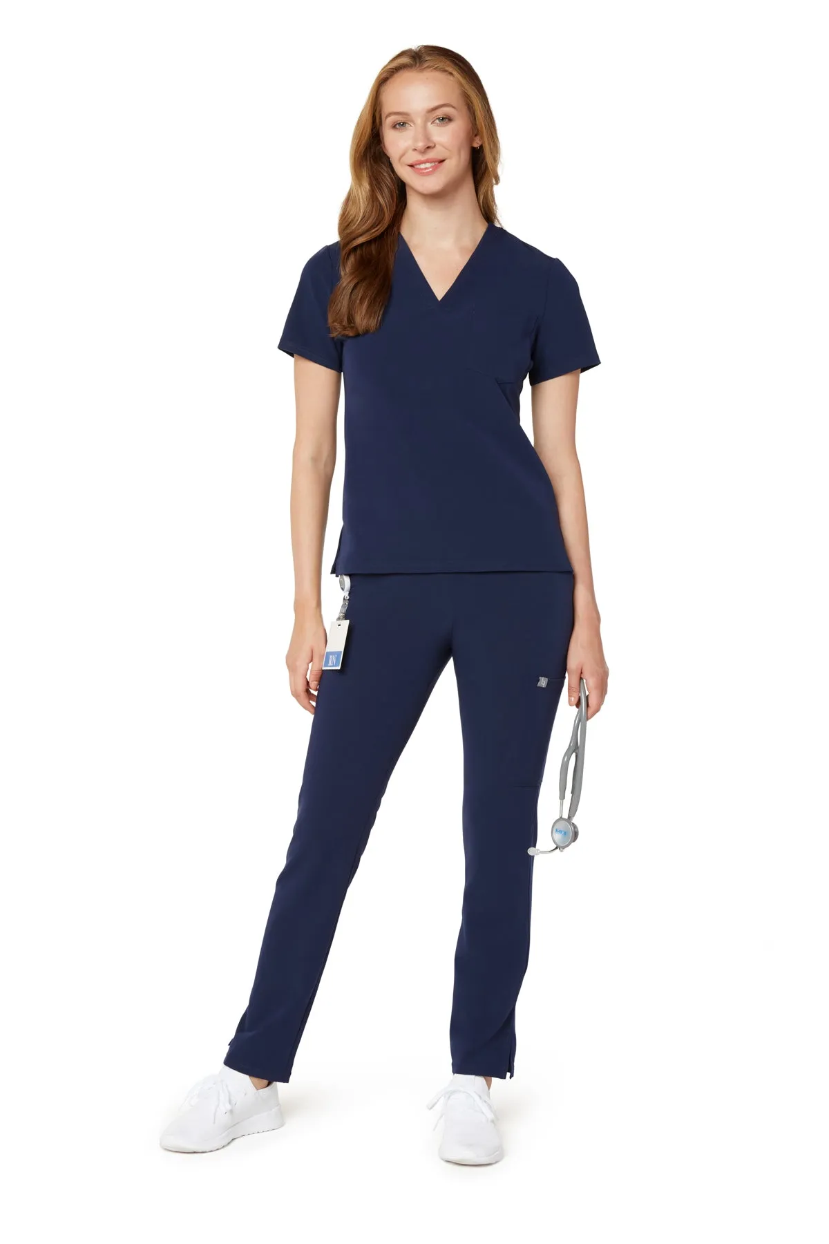 Women's One-Pocket Scrub Top - Navy Blue