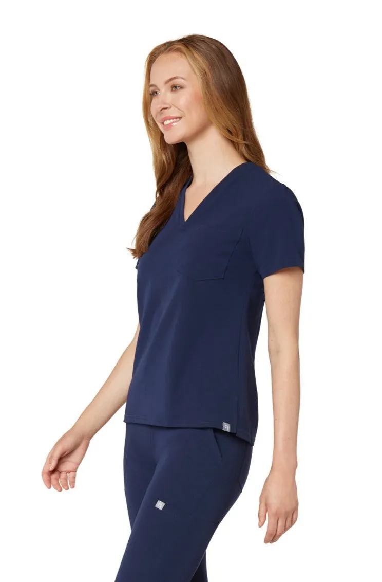 Women's One-Pocket Scrub Top - Navy Blue