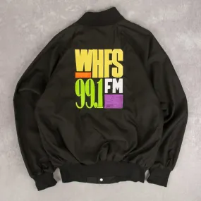 WOMEN'S VINTAGE 1990S WHFS 99.1FM RADIO VARSITY BOMBER JACKET - MEDIUM