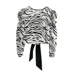 ZEBRA PRINT CROPPED BLOUSE