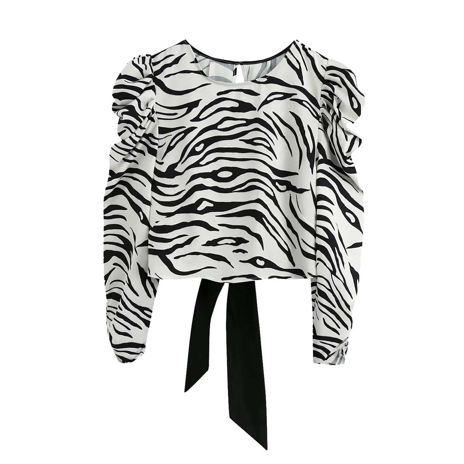ZEBRA PRINT CROPPED BLOUSE