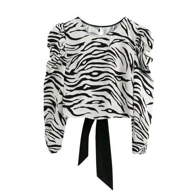 ZEBRA PRINT CROPPED BLOUSE